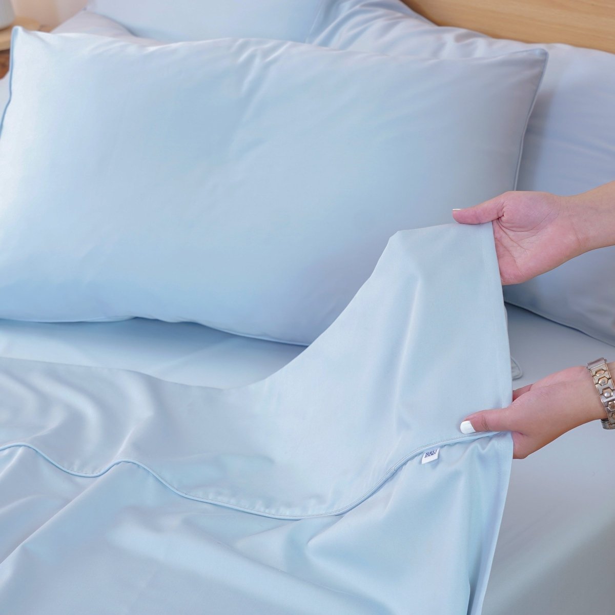 Ackly Bamboo - Sky Blue Flat Sheet