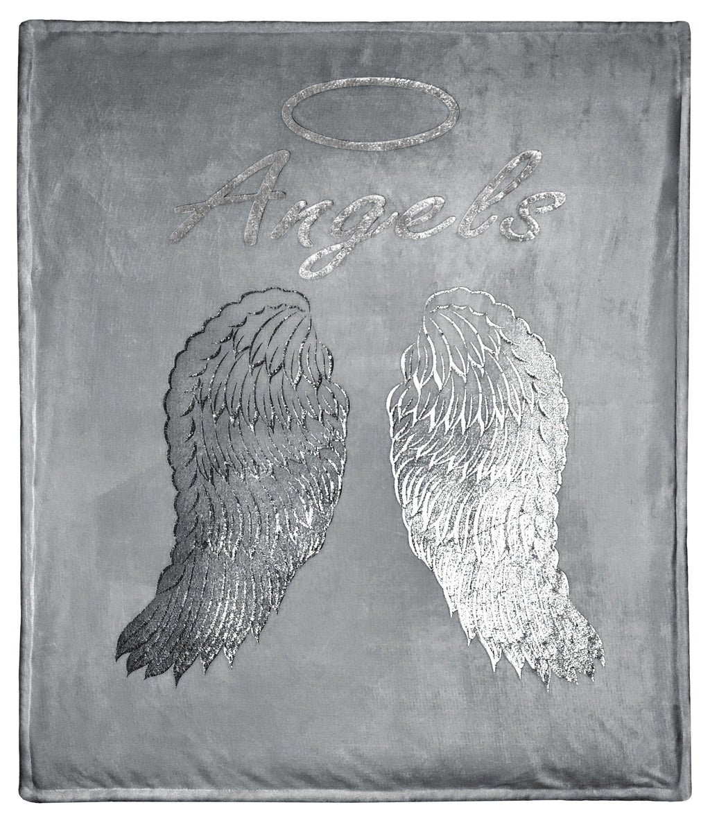 Angel Wings Luxurious Teddy Fleece Duvet Set Super Soft Faux Fur Bedding Pillow Cases Bed Throw Cushion in Pink White Grey by OLIVIA ROCCO