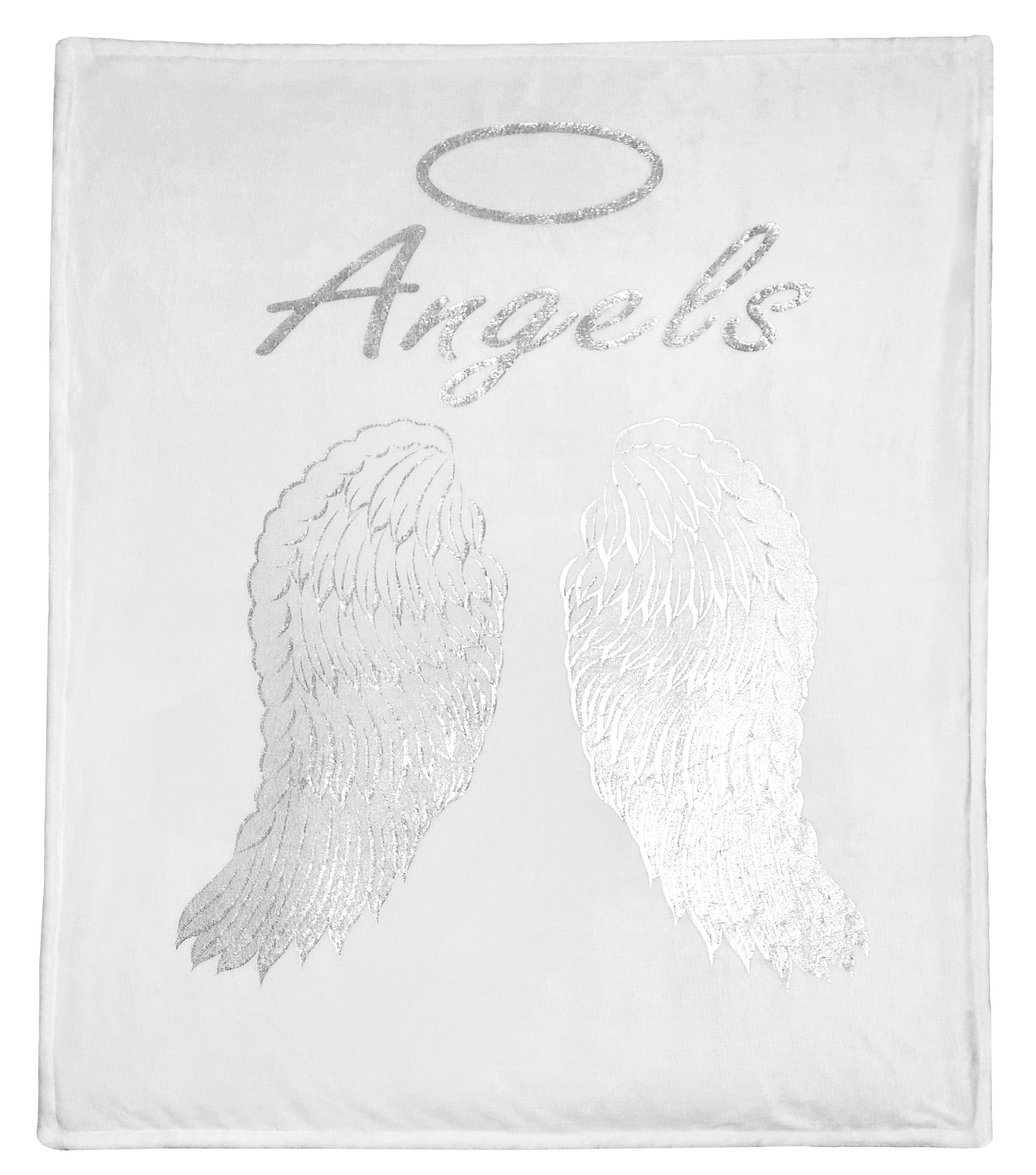 Angel Wings Luxurious Teddy Fleece Duvet Set Super Soft Faux Fur Bedding Pillow Cases Bed Throw Cushion in Pink White Grey by OLIVIA ROCCO