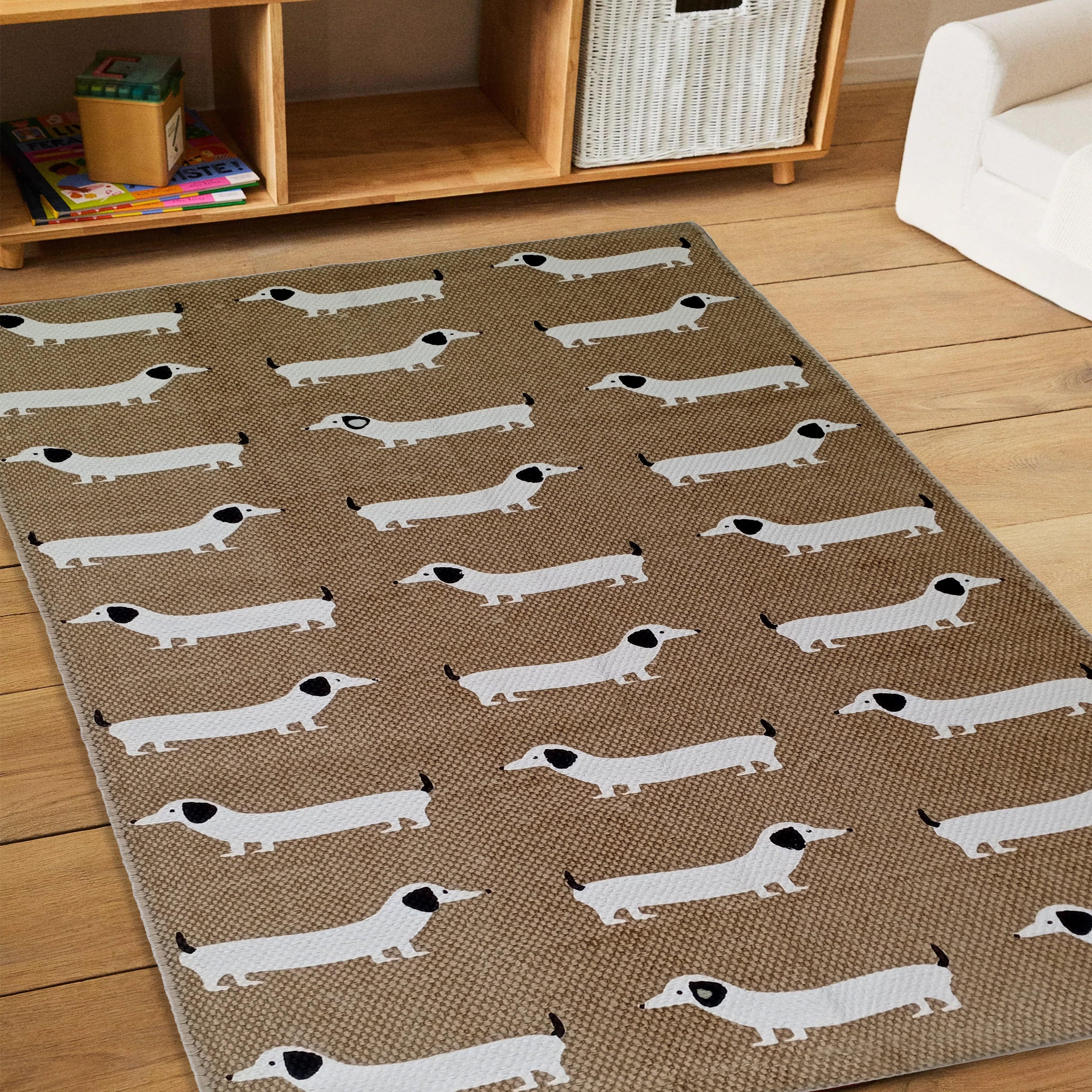 Animal Printed Rug Sausage Dog Modern Non-Slip Soft Durable Floor Rug for Living Room Bedroom Hallway & Office by OLIVIA ROCCO