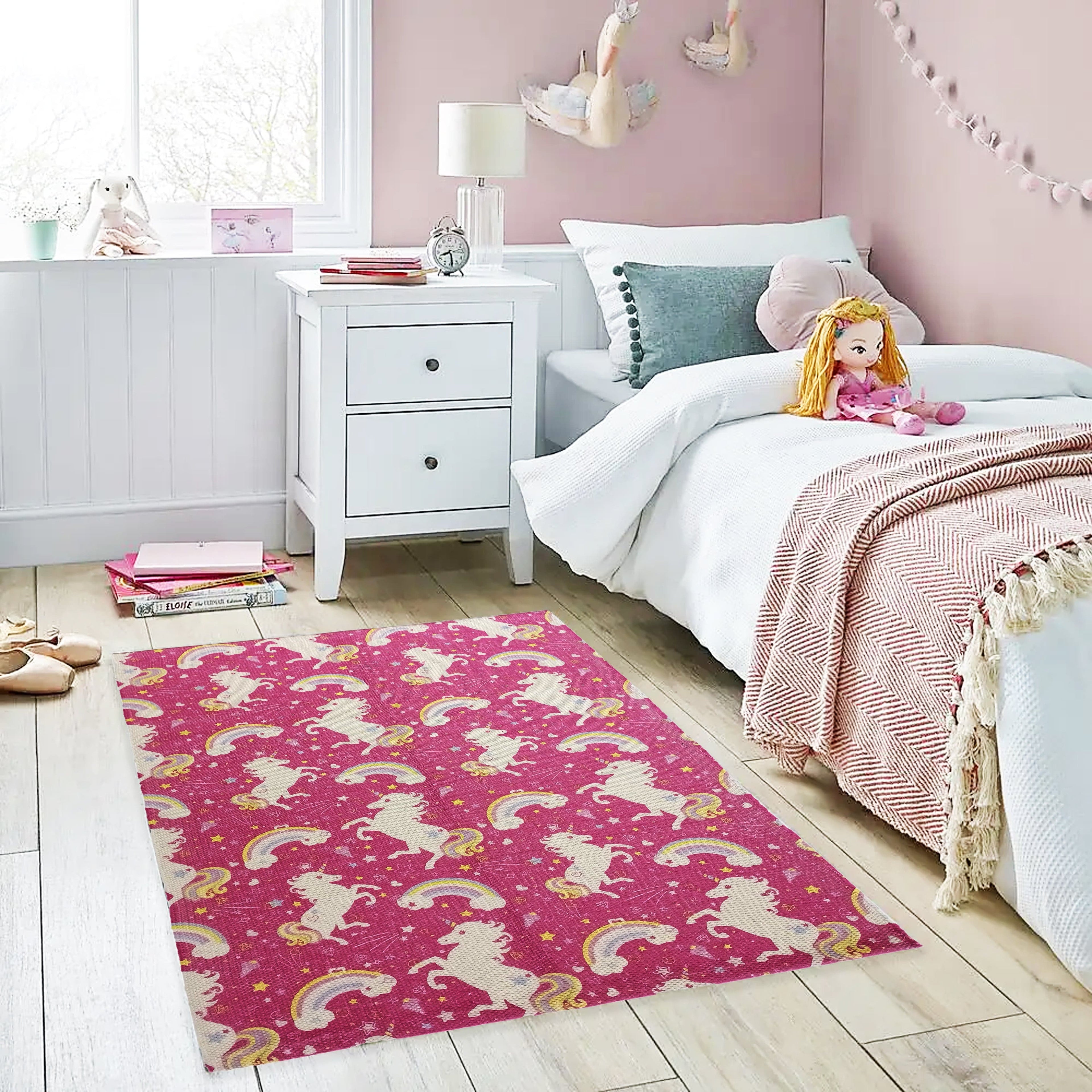 Animal Printed Rug Unicorn Modern Non-Slip Soft Durable Floor Rug for Living Room Bedroom Hallway & Office by OLIVIA ROCCO