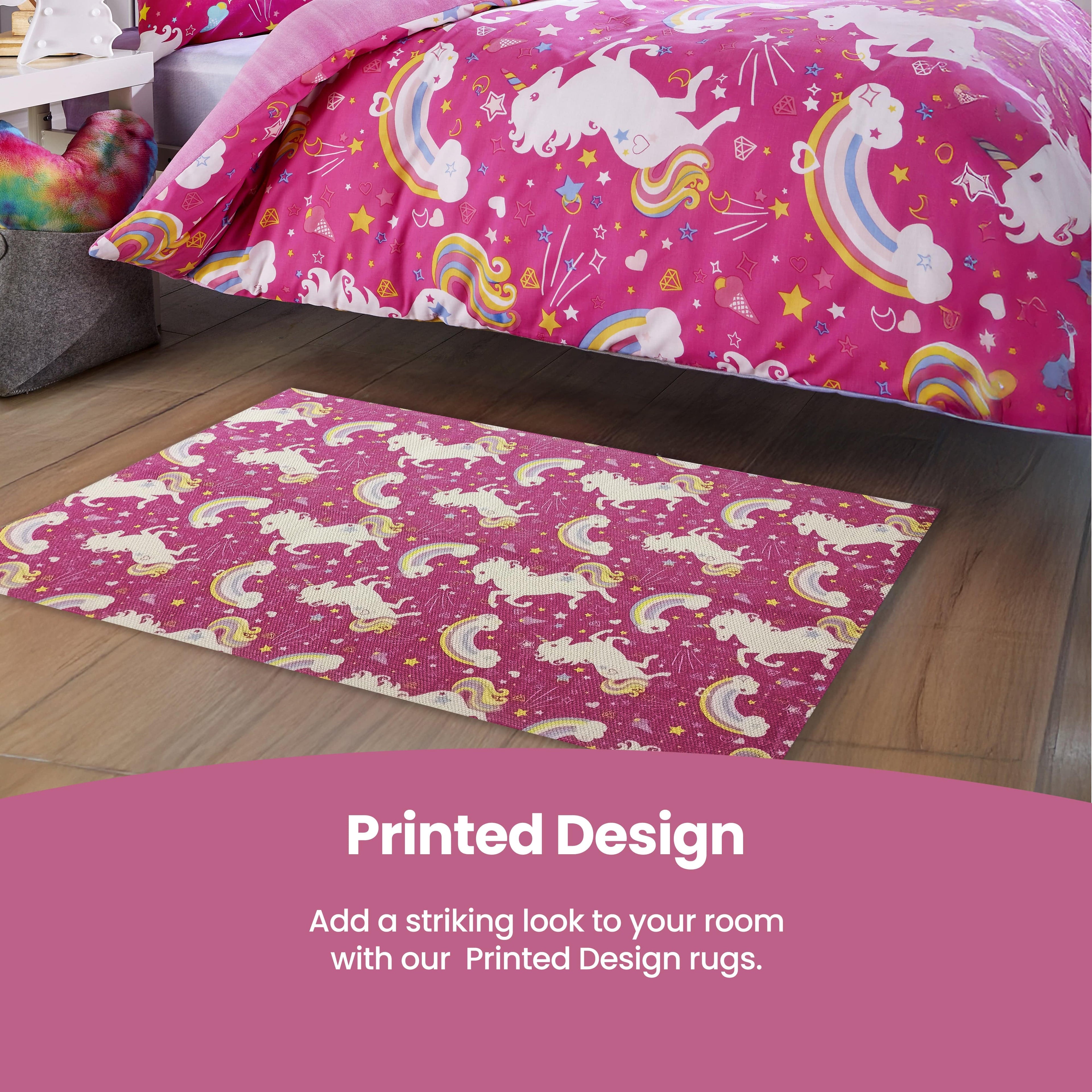Animal Printed Rug Unicorn Modern Non-Slip Soft Durable Floor Rug for Living Room Bedroom Hallway & Office by OLIVIA ROCCO