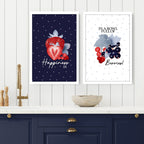 Prints for a kitchen wall | Set of 2 Berries wall art