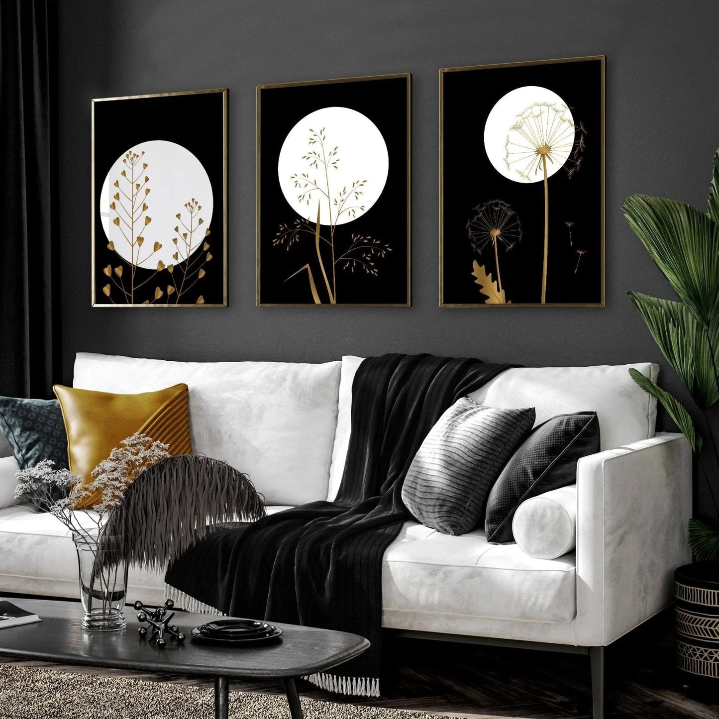Black wall art for living room | set of 3 wall art prints About Wall Art