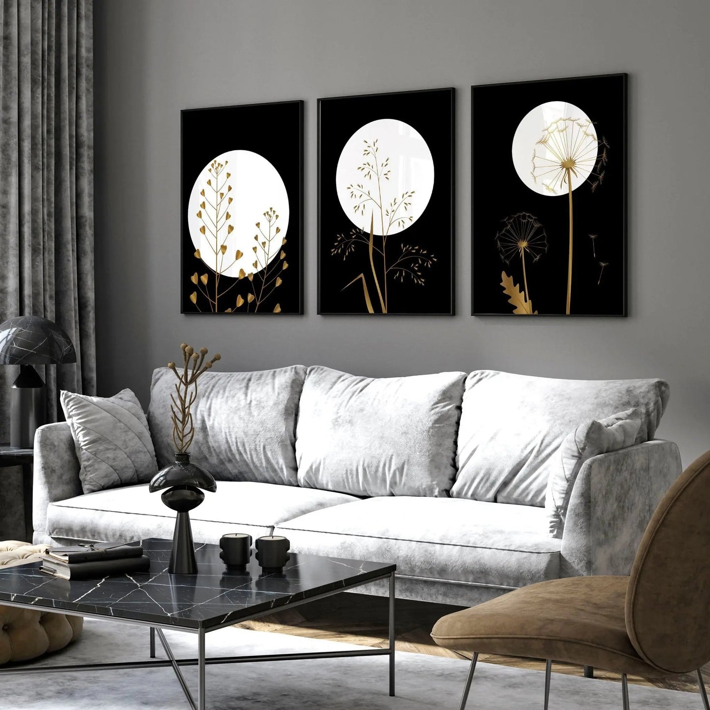 Black wall art for living room | set of 3 wall art prints About Wall Art