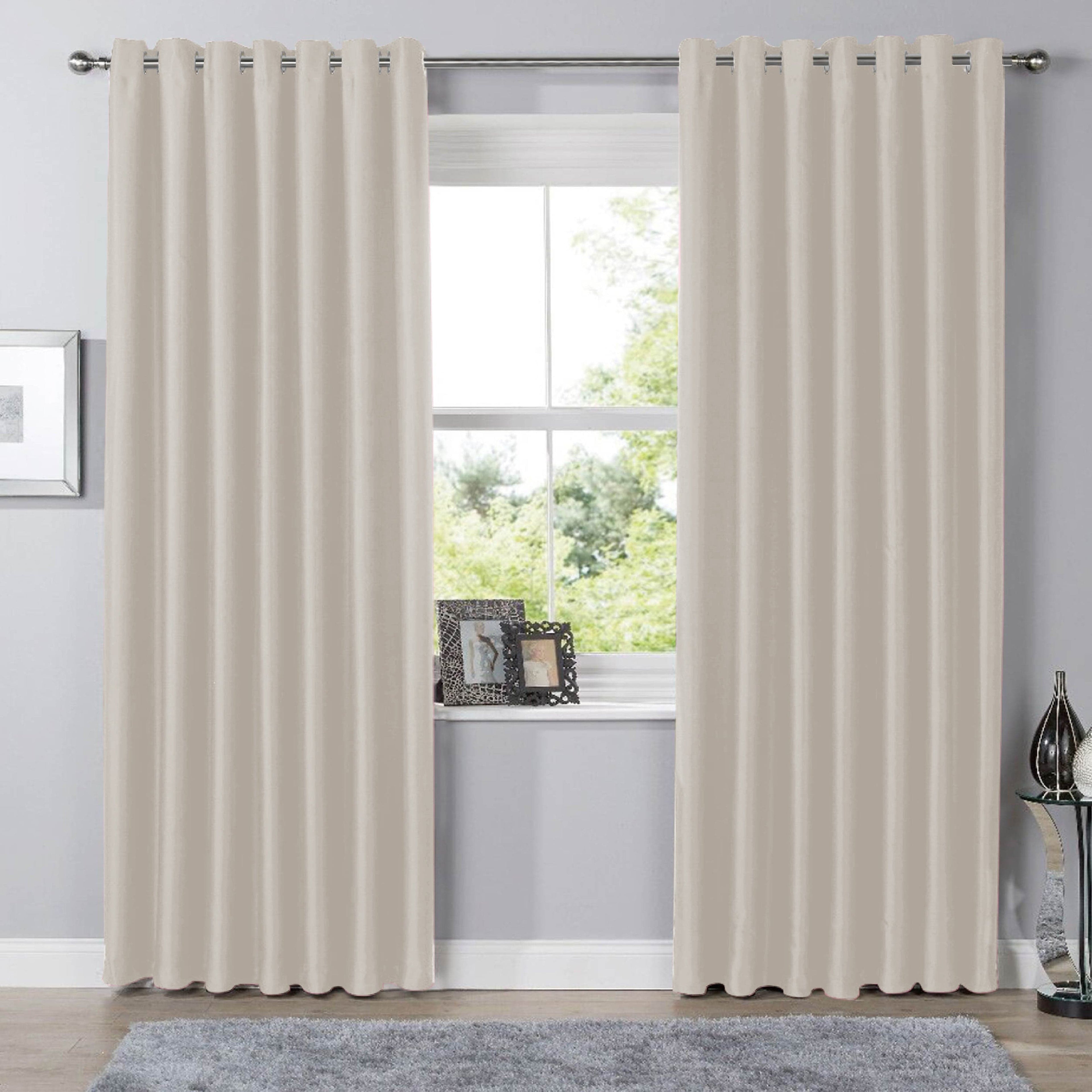 Natural Blackout Eyelet Curtains - Thermal Living Room & Bedroom