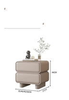 Modern Moroccan luxury bedside table with 2 drawers, displaying dimensions of 49cm height and 37cm depth.