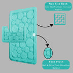 Cali Bubbles 2 Piece Duck Egg Bath Mat & Pedestal Set Non-Slip Soft & Absorbent Bathroom Mats for Comfort & Safety by OLIVIA ROCCO