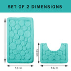 Cali Bubbles 2 Piece Duck Egg Bath Mat & Pedestal Set Non-Slip Soft & Absorbent Bathroom Mats for Comfort & Safety by OLIVIA ROCCO