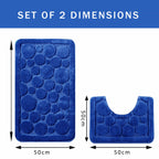 Cali Bubbles 2 Piece Royal Blue Bath Mat & Pedestal Set Non-Slip Soft & Absorbent Bathroom Mats for Comfort & Safety by OLIVIA ROCCO
