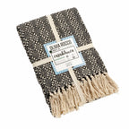 Casablanca Elegant Check Design Super Soft Lightweight Recycled Cotton Throw Blanket with Tassels Ideal for Sofa Bed or Chair Year-Round Use by OLIVIA ROCCO