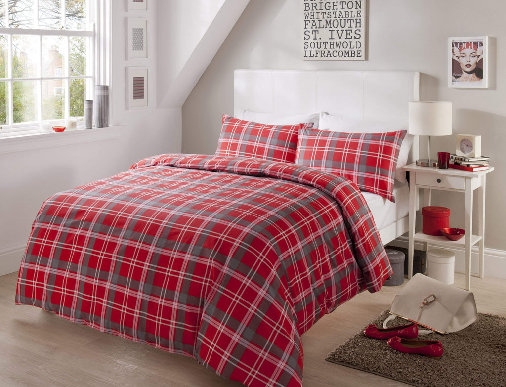 Check Luxurious Cotton-Rich Duvet Set with Pillowcases Soft Durable Bedding in All Sizes Stylish Bedroom Decor OEKO-TEX Certified by OLIVIA ROCCO