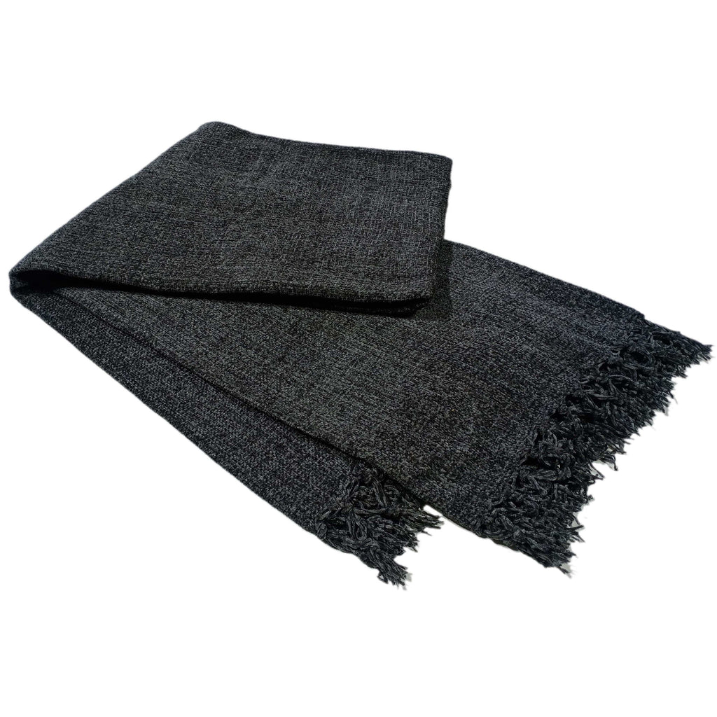 Chenille Tassel Elegant Throw Blanket for Couch Sofa Bed All-Season Soft Luxury by OLIVIA ROCCO