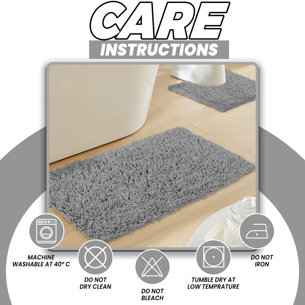 Como 2 Piece Grey Bath Mat & Pedestal Set Non-Slip Super Absorbent Cotton Bathroom Mats by OLIVIA ROCCO
