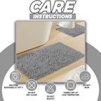 Como 2 Piece Grey Bath Mat & Pedestal Set Non-Slip Super Absorbent Cotton Bathroom Mats by OLIVIA ROCCO