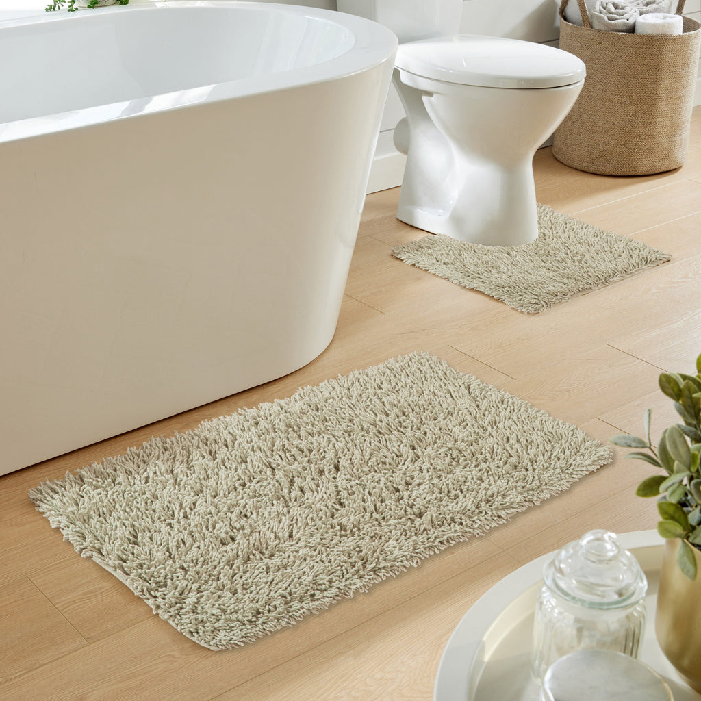 Como 2 Piece Natural Bath Mat & Pedestal Set Non-Slip Super Absorbent Cotton Bathroom Mats by OLIVIA ROCCO