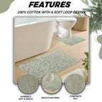 Como 2 Piece Sage Green Bath Mat & Pedestal Set Non-Slip Super Absorbent Cotton Bathroom Mats by OLIVIA ROCCO