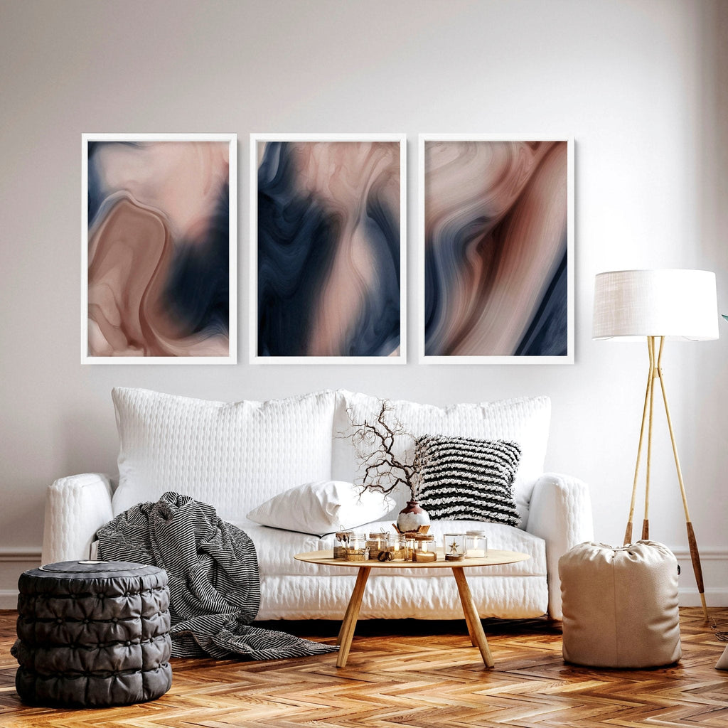 Contemporary wall art for living room | set of 3 framed wall art prints