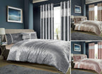 Diamante Crushed Velvet Duvet Set Breathable Luxurious OEKO-TEX Certified Bedding in Double King Super King Sizes Available in Silver Champagne Blush Pink by OLIVIA ROCCO