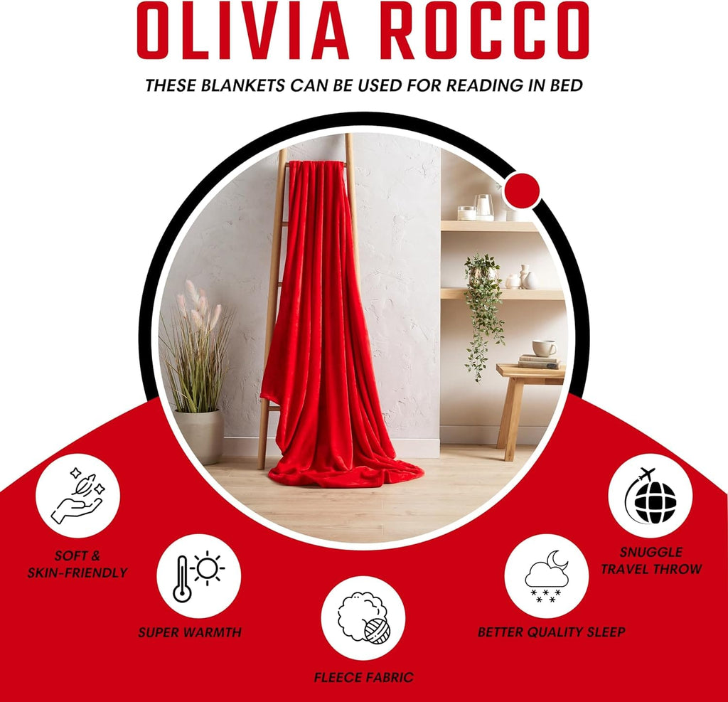 Flannel Ultra Soft Fleece Throw Blanket Super Warm Plush Lightweight All-Season Comfort for Bed Sofa Couch Chair Multiple Sizes and Colors by OLIVIA ROCCO