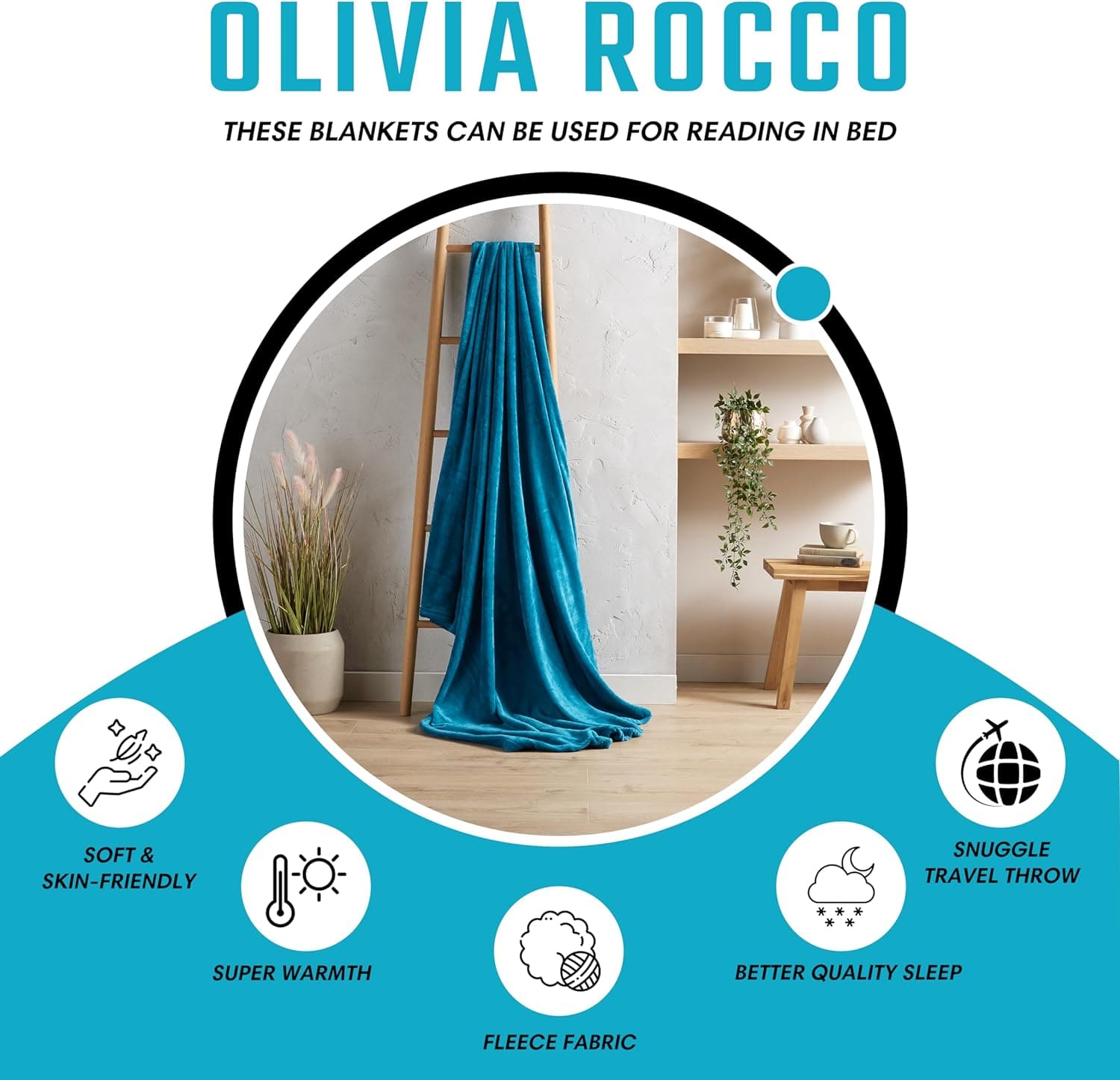Flannel Ultra Soft Fleece Throw Blanket Super Warm Plush Lightweight All-Season Comfort for Bed Sofa Couch Chair Multiple Sizes and Colors by OLIVIA ROCCO