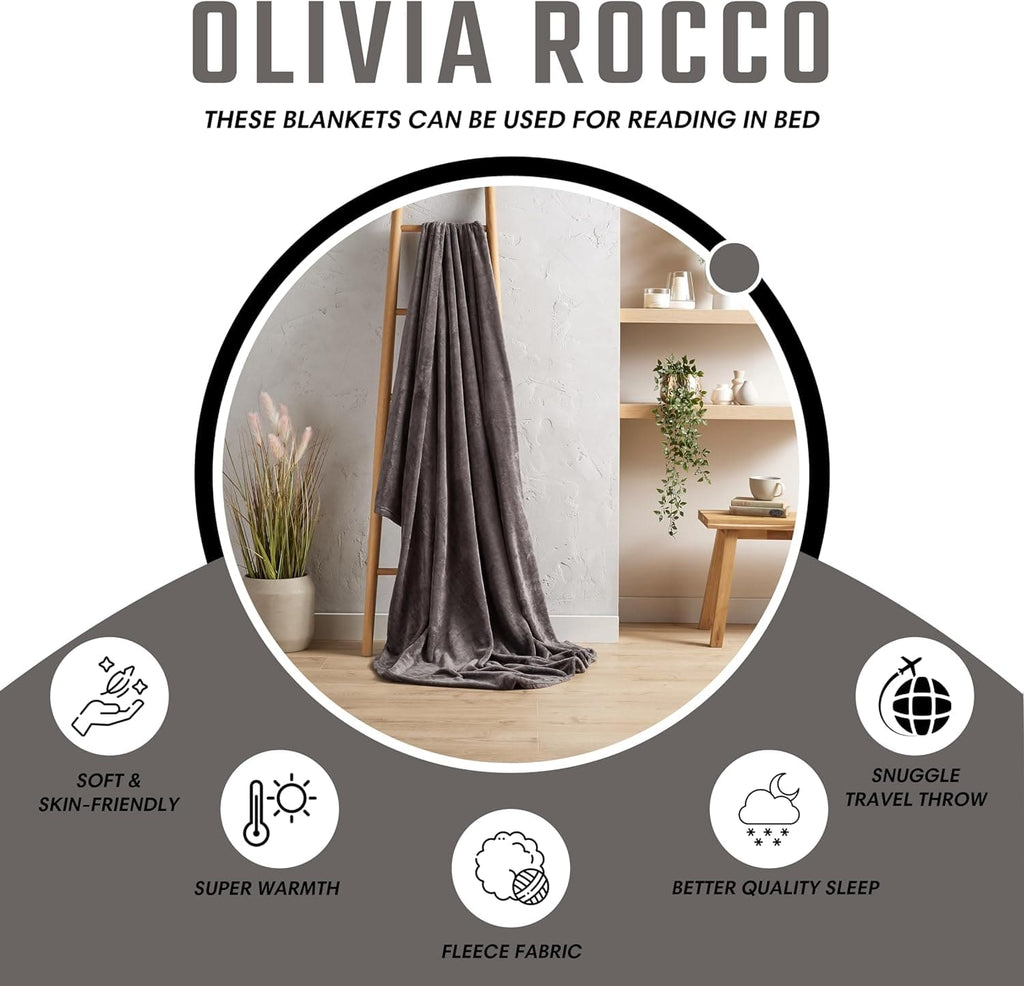 Flannel Ultra Soft Fleece Throw Blanket Super Warm Plush Lightweight All-Season Comfort for Bed Sofa Couch Chair Multiple Sizes and Colors by OLIVIA ROCCO