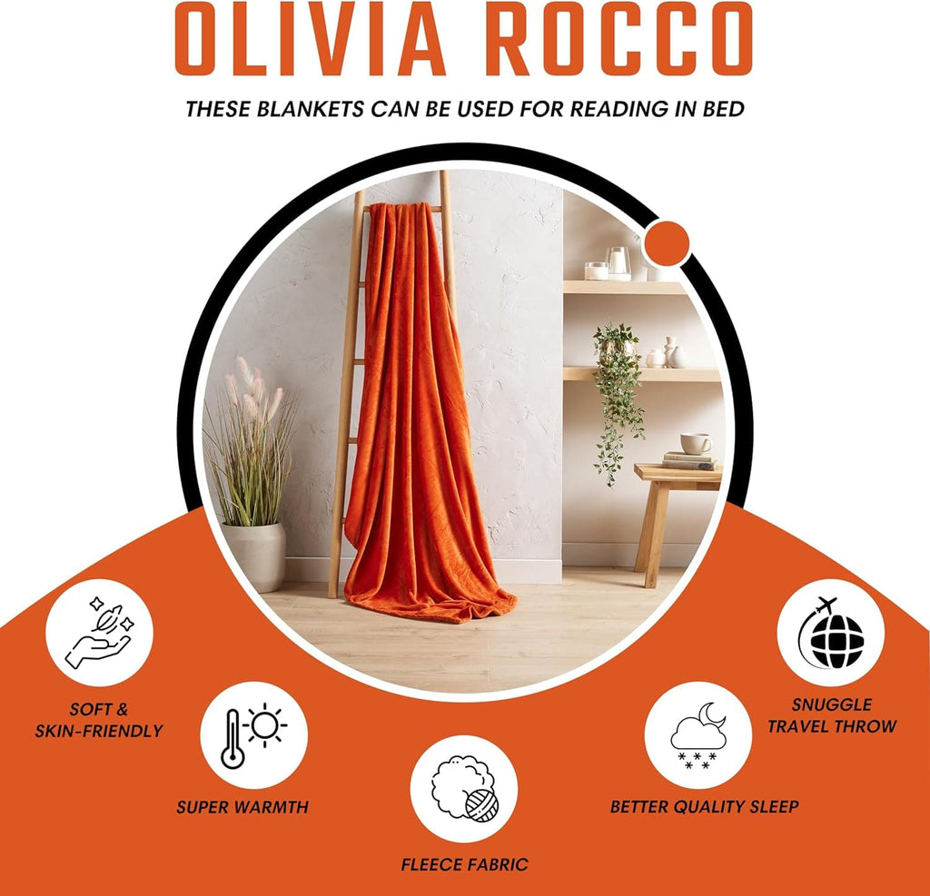 Flannel Ultra Soft Fleece Throw Blanket Super Warm Plush Lightweight All-Season Comfort for Bed Sofa Couch Chair Multiple Sizes and Colors by OLIVIA ROCCO