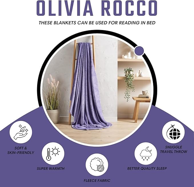 Flannel Ultra Soft Fleece Throw Blanket Super Warm Plush Lightweight All-Season Comfort for Bed Sofa Couch Chair Multiple Sizes and Colors by OLIVIA ROCCO
