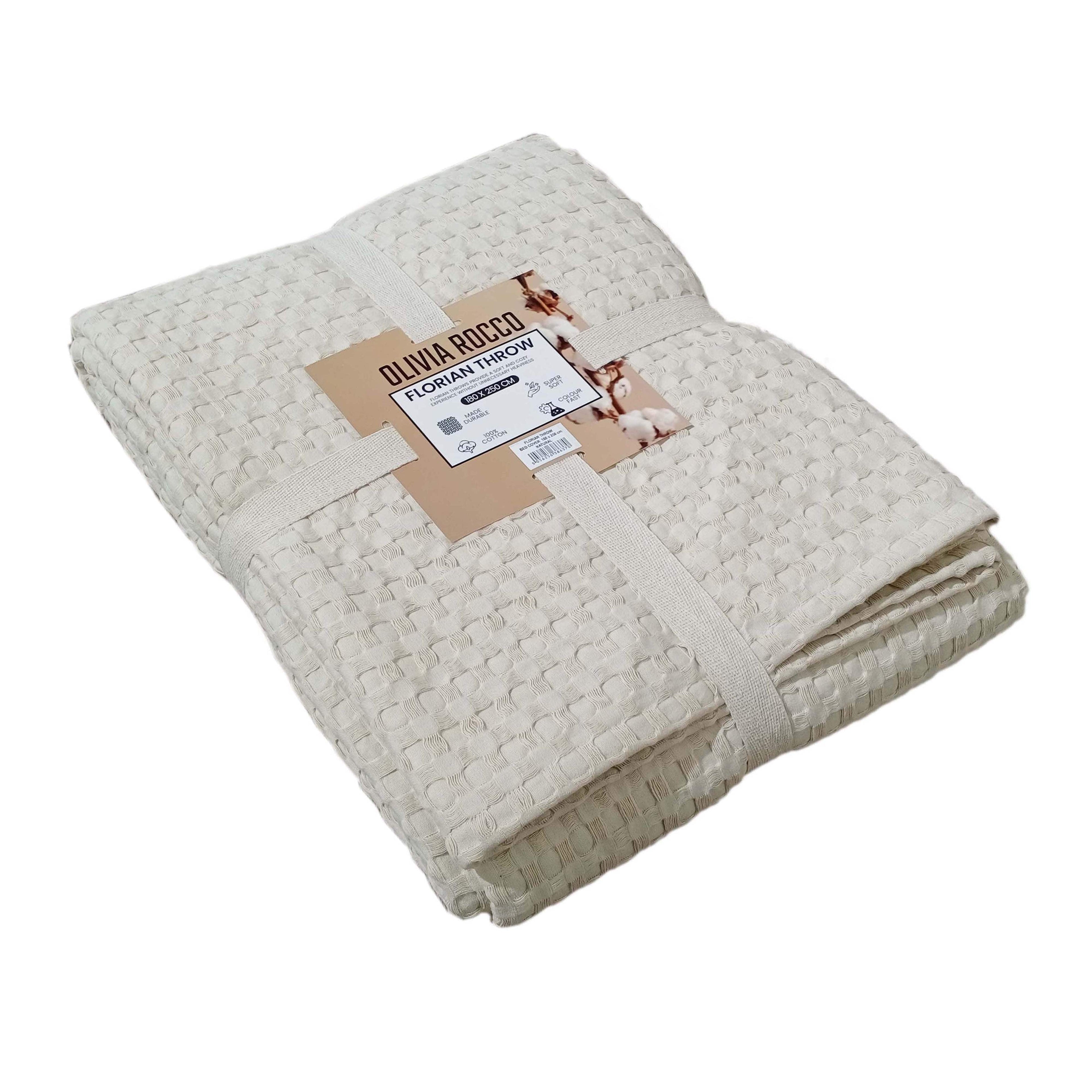 Florian Checked Throw Blanket Natural Bedspread for Sofas Armchairs Sofa Settee Couch Beds & Couches by OLIVIA ROCCO