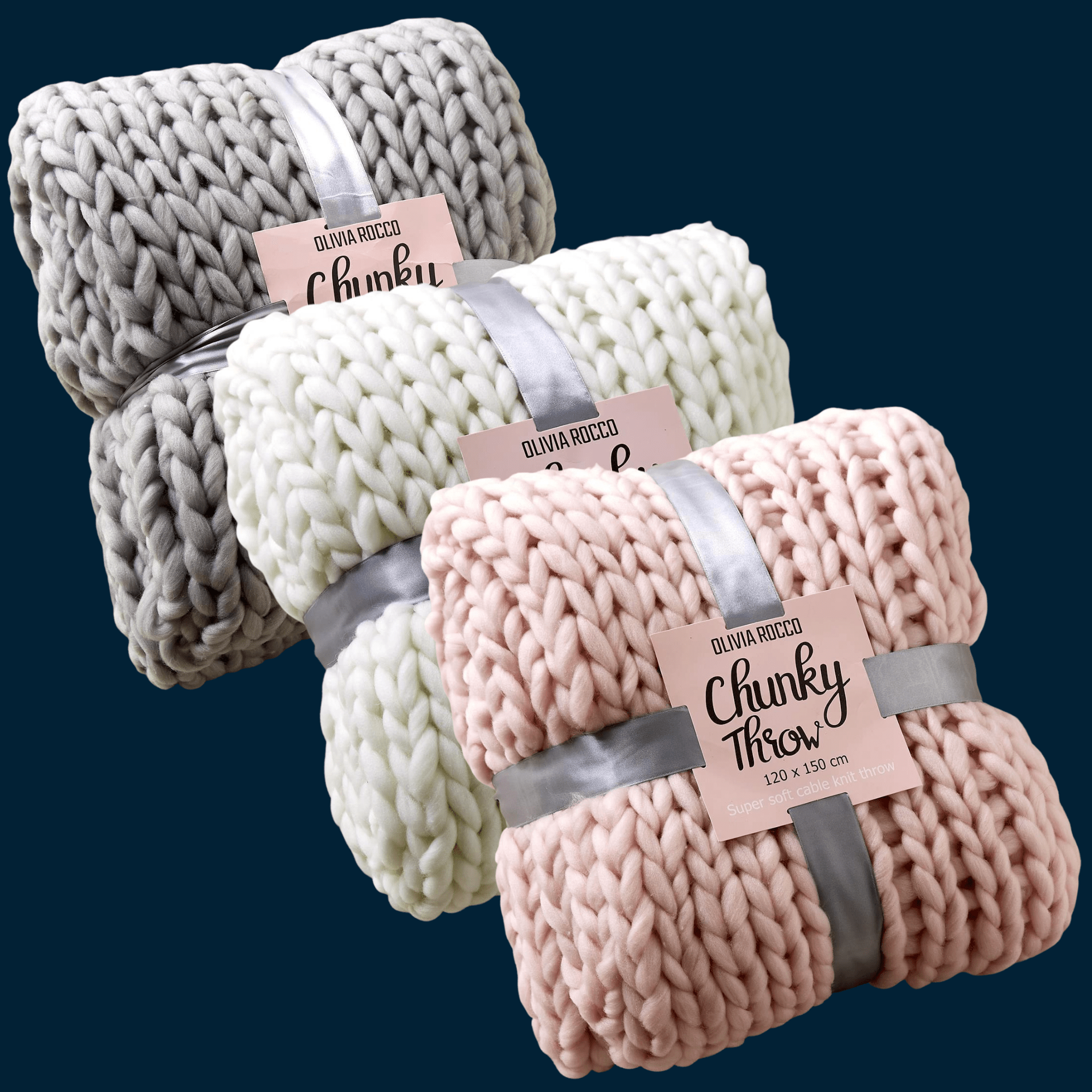 Handmade Chunky Cable Knit Throw Luxurious Oversized Super Soft Fleece Blanket for Sofa Bed Decor, Vibrant Bold Colors Cozy Stylish Home Gift by OLIVIA ROCCO