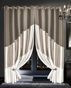 Haveli Luxury Faux Silk Room Darkening Curtains - Ring Top Eyelet Design