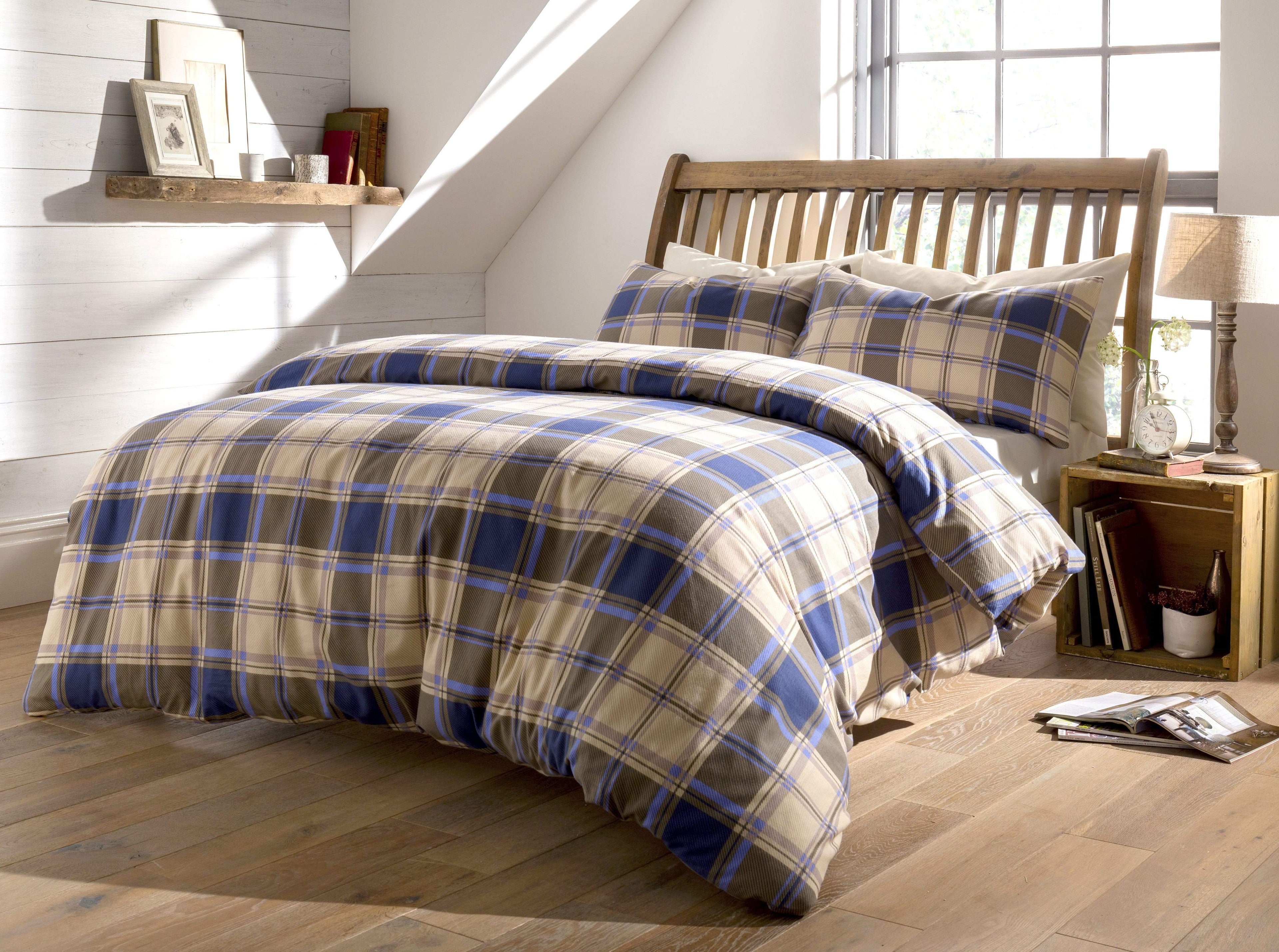 Highland Tartan Luxurious Duvet Set Super Soft Brushed Cotton Flannel Bedding OEKO-TEX Certified Elegant Quilt Cover for Master Suite or Guest Room by OLIVIA ROCCO