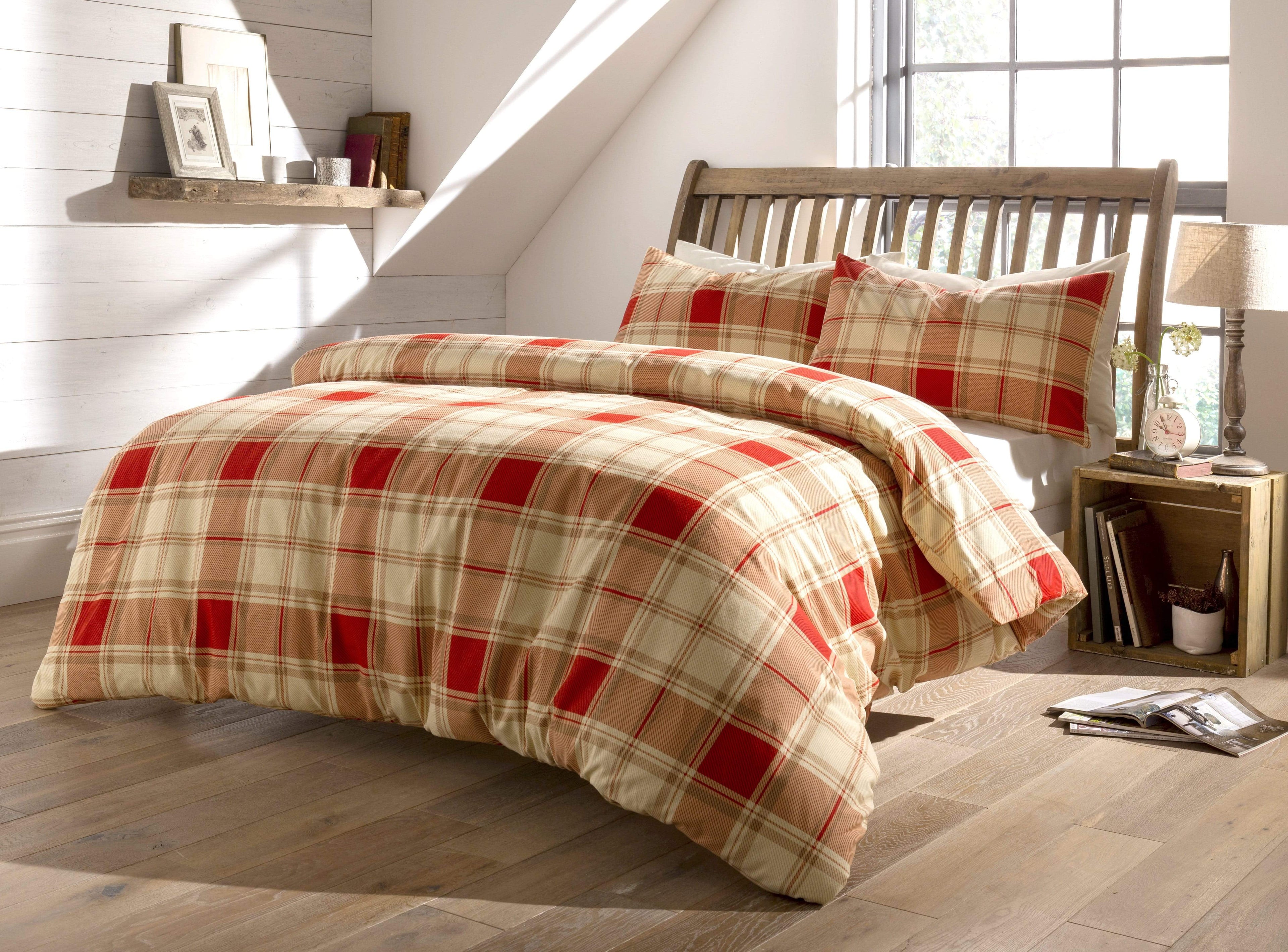 Highland Tartan Luxurious Duvet Set Super Soft Brushed Cotton Flannel Bedding OEKO-TEX Certified Elegant Quilt Cover for Master Suite or Guest Room by OLIVIA ROCCO