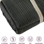 Hotel Collection 240 x 260 cm Quilted Bedspread in Sustainable Cotton Soft and Durable White and Grey Bedding for Elegant Bedroom Decor by OLIVIA ROCCO