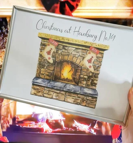 Personalised Fireplace Custom Name Stocking Christmas Seasonal Wall Home Decor Print WinsterCreations™ Official Store