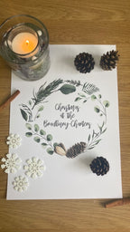 Personalised Custom Wording Christmas At Acorn Wreath Christmas Seasonal Wall Home Decor Print
