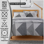 Jasper Grey Printed Reversible Quilted Duvet Cover Set with Button Closure in Single Double and King High-Quality Polyester by OLIVIA ROCCO