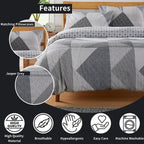 Jasper Grey Printed Reversible Quilted Duvet Cover Set with Button Closure in Single Double and King High-Quality Polyester by OLIVIA ROCCO