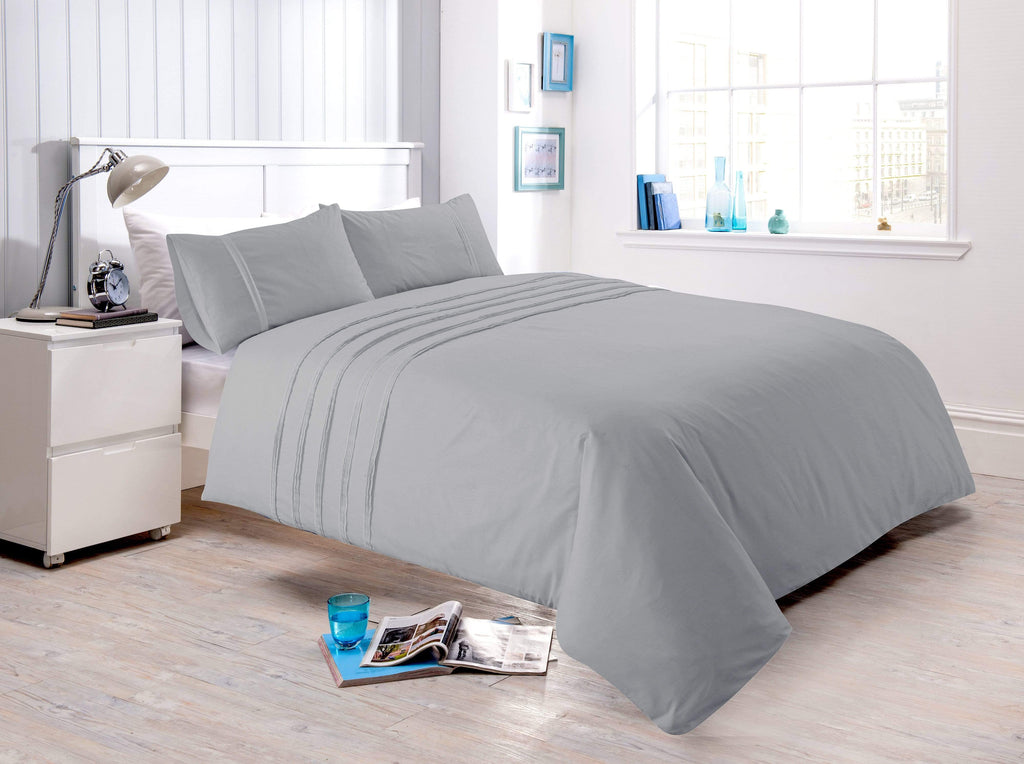 Laurent Handmade Pintuck Duvet Set Super Soft Cotton Rich Blend Elegant Bedding in Multiple Sizes and Colours by OLIVIA ROCCO