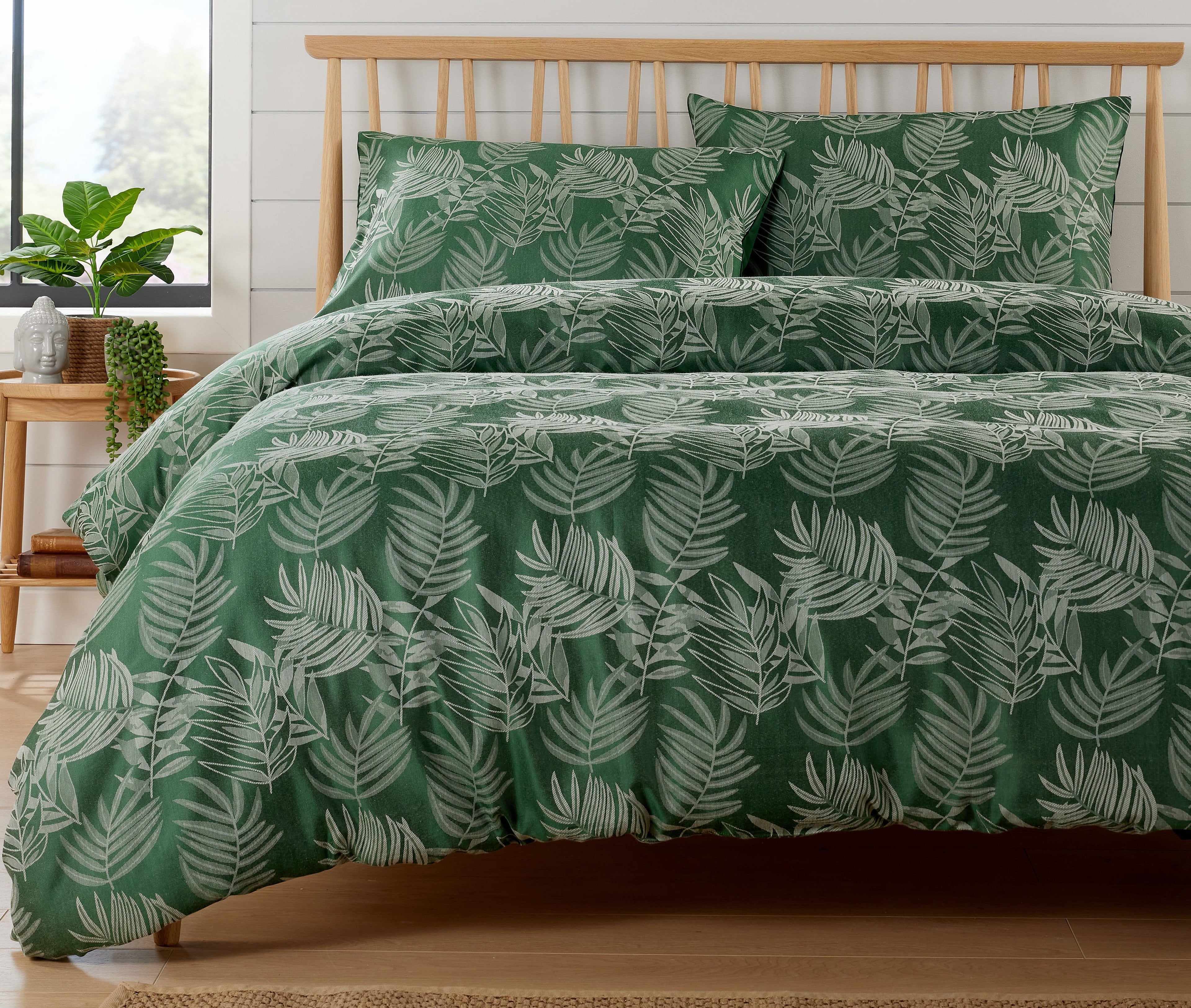 Leaf Jacquard Reversible Duvet Cover Sets in Grey and Pink with Cotton Blend for Ultimate Comfort Eco-Friendly Bedding in King Queen Double Single Sizes by OLIVIA ROCCO