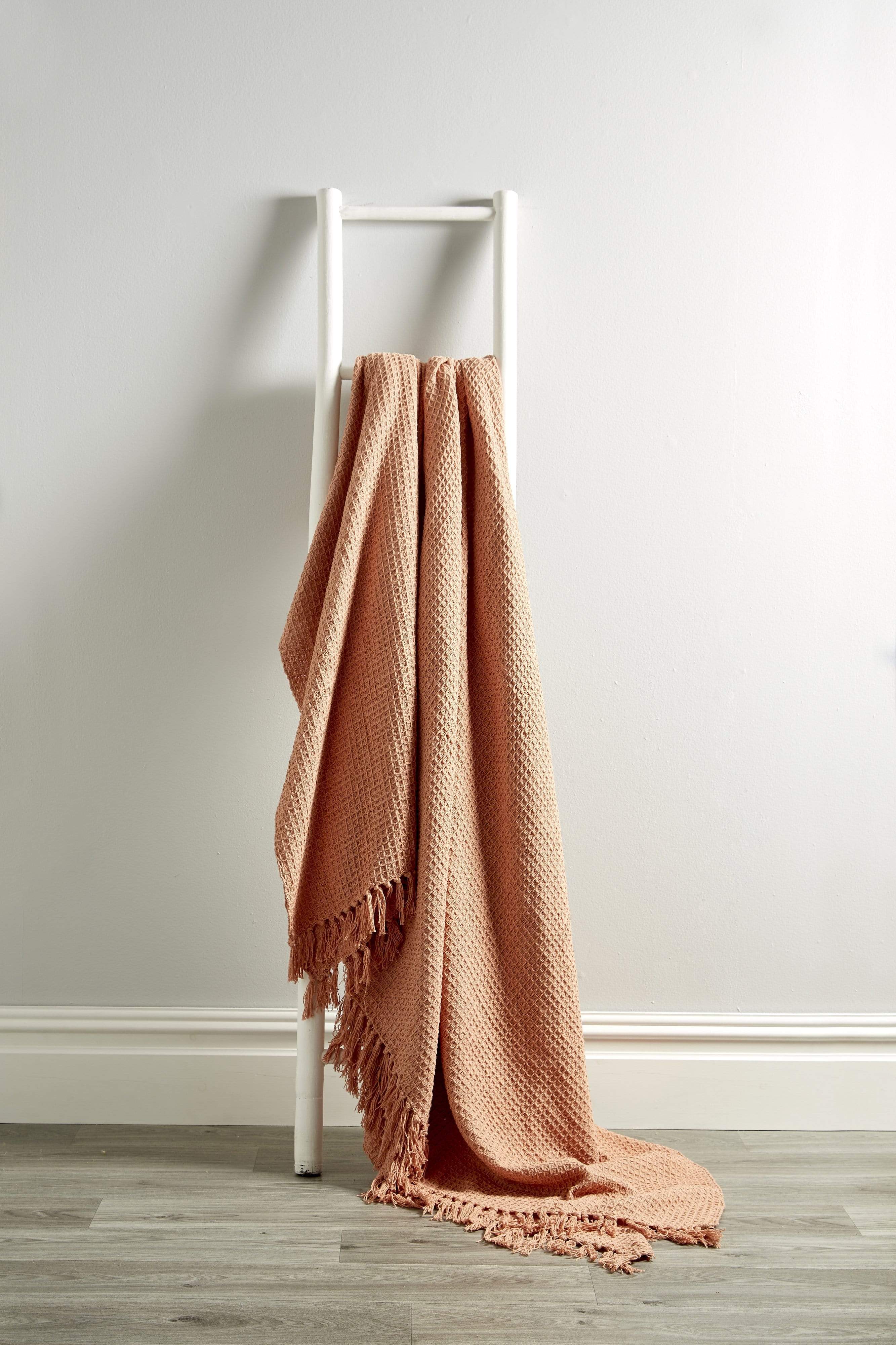 Lisbon Pure Indian Cotton Handwoven Honeycomb Throw Blanket Luxurious Soft Lightweight Easycare Cover for Sofa Bed or Living Room Available in 10 Colours and Sizes by OLIVIA ROCCO