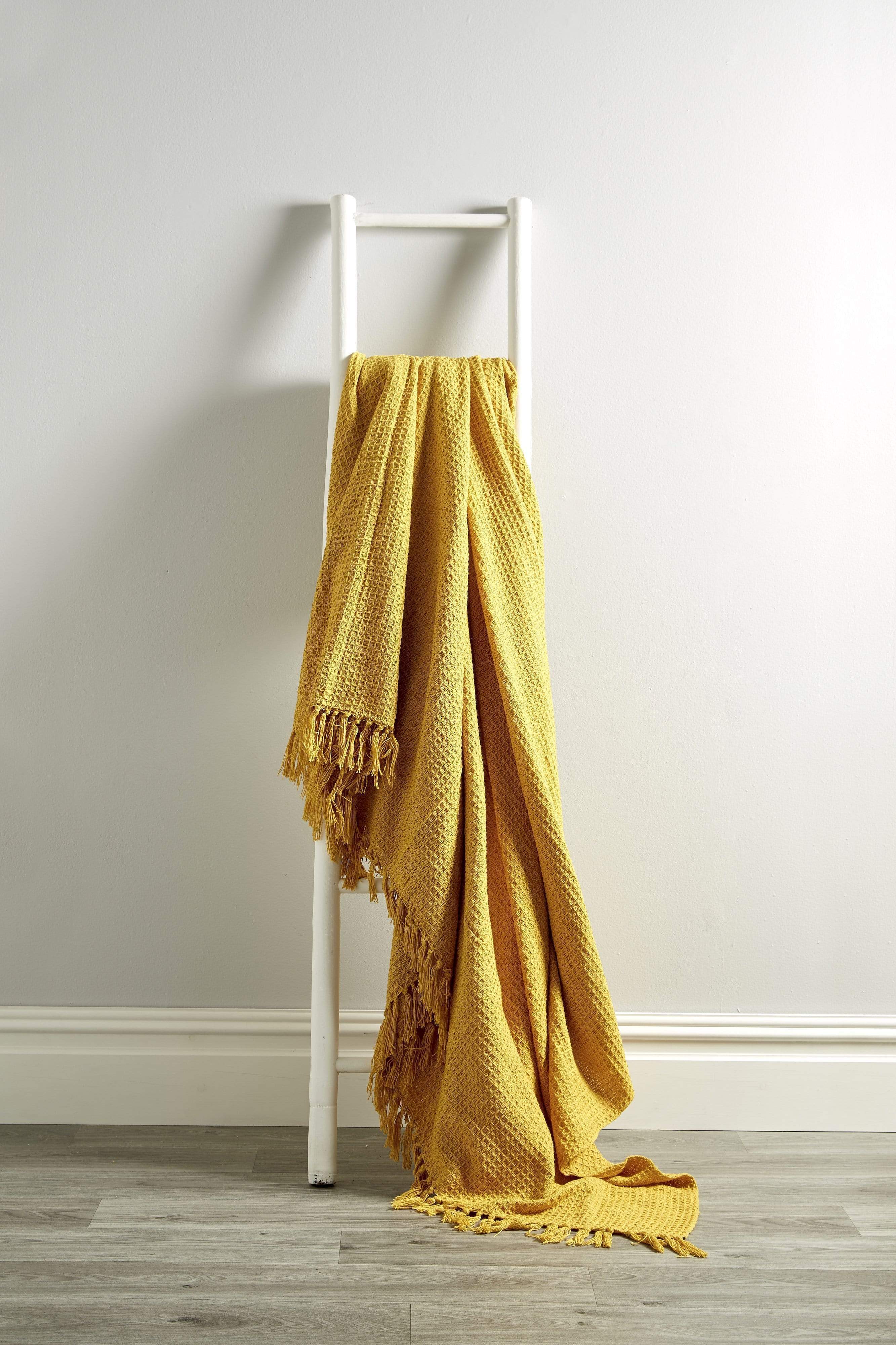 Lisbon Pure Indian Cotton Handwoven Honeycomb Throw Blanket Luxurious Soft Lightweight Easycare Cover for Sofa Bed or Living Room Available in 10 Colours and Sizes by OLIVIA ROCCO