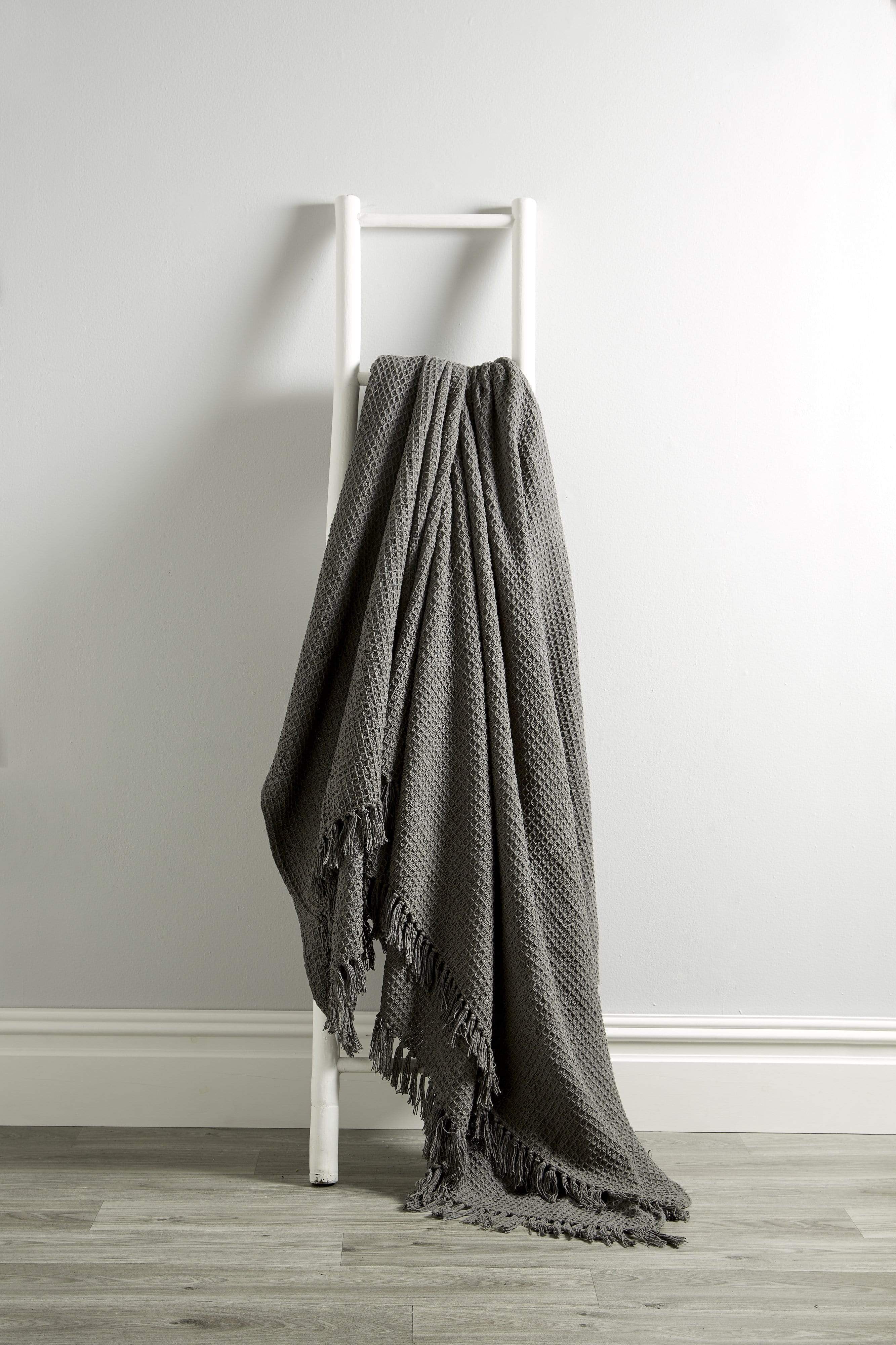Lisbon Pure Indian Cotton Handwoven Honeycomb Throw Blanket Luxurious Soft Lightweight Easycare Cover for Sofa Bed or Living Room Available in 10 Colours and Sizes by OLIVIA ROCCO