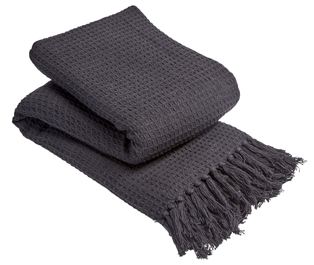 Lisbon Pure Indian Cotton Handwoven Honeycomb Throw Blanket Luxurious Soft Lightweight Easycare Cover for Sofa Bed or Living Room Available in 10 Colours and Sizes by OLIVIA ROCCO