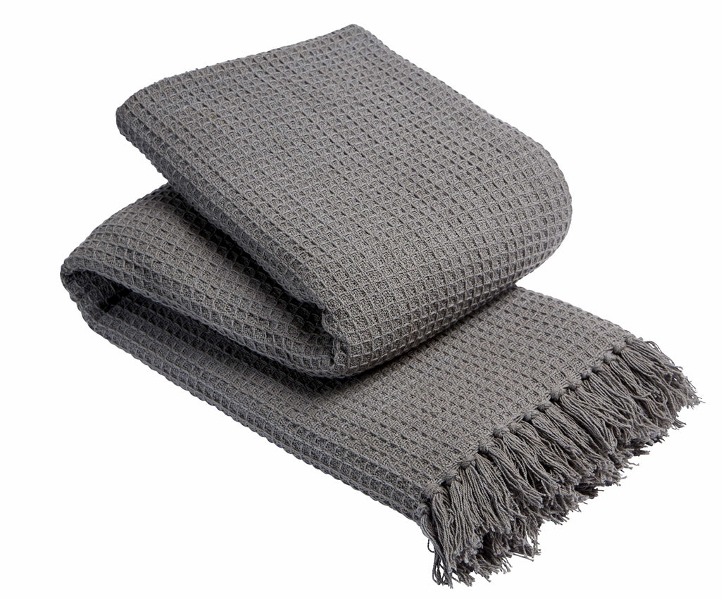 Lisbon Pure Indian Cotton Handwoven Honeycomb Throw Blanket Luxurious Soft Lightweight Easycare Cover for Sofa Bed or Living Room Available in 10 Colours and Sizes by OLIVIA ROCCO