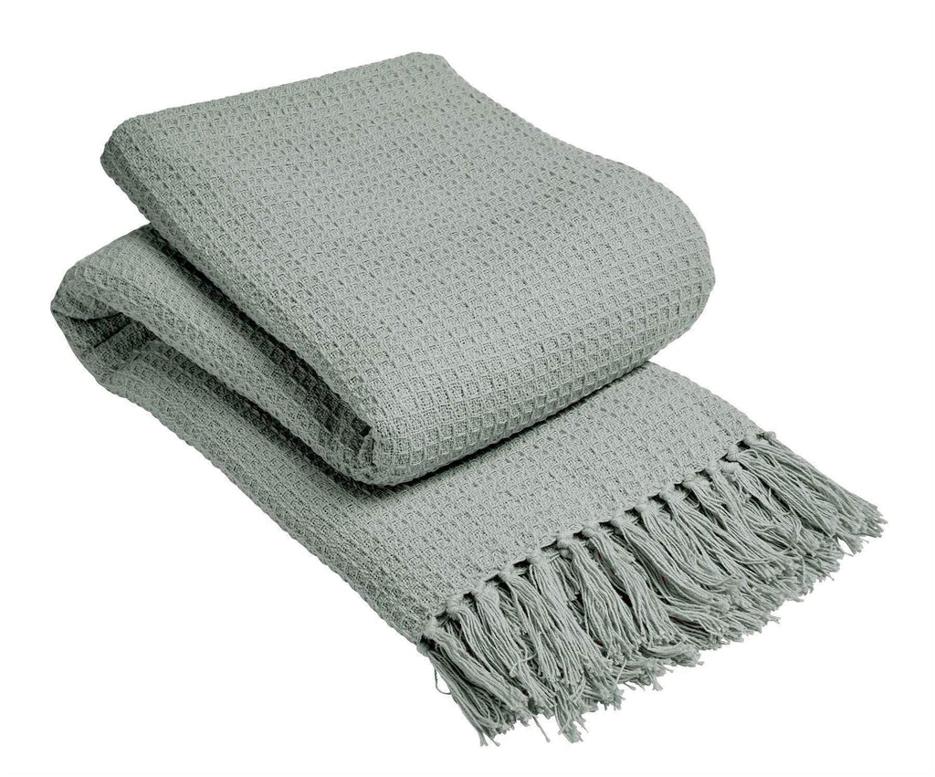 Lisbon Pure Indian Cotton Handwoven Honeycomb Throw Blanket Luxurious Soft Lightweight Easycare Cover for Sofa Bed or Living Room Available in 10 Colours and Sizes by OLIVIA ROCCO