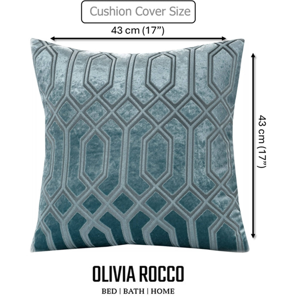 Luxe Geo Velvet Cushion Covers 2 Pack Teal Geometric Decorative Cushions for Sofa Bed & Living Room by OLIVIA ROCCO