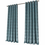 Luxe Geo Velvet Eyelet Curtains - Thermal Insulated Blackout Drapes