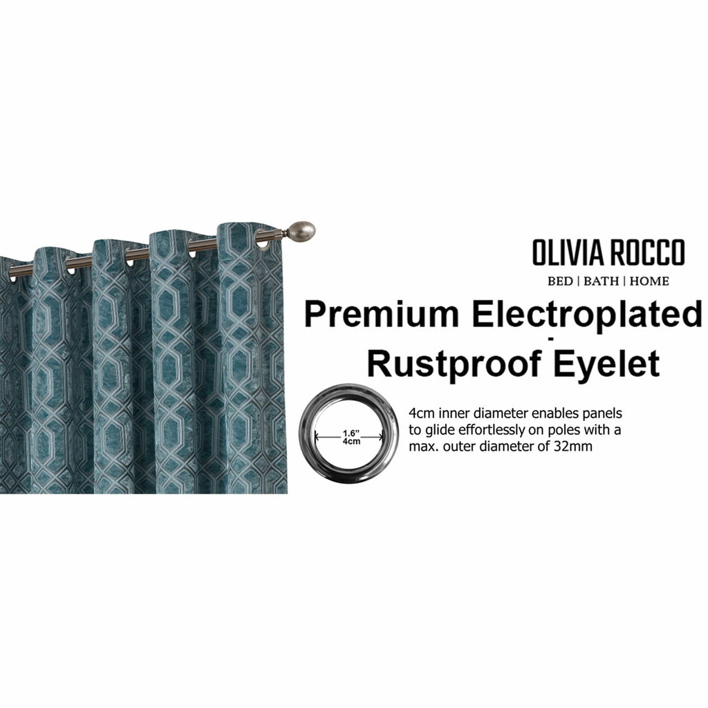 Luxe Geo Velvet Eyelet Curtains - Thermal Insulated Blackout Drapes
