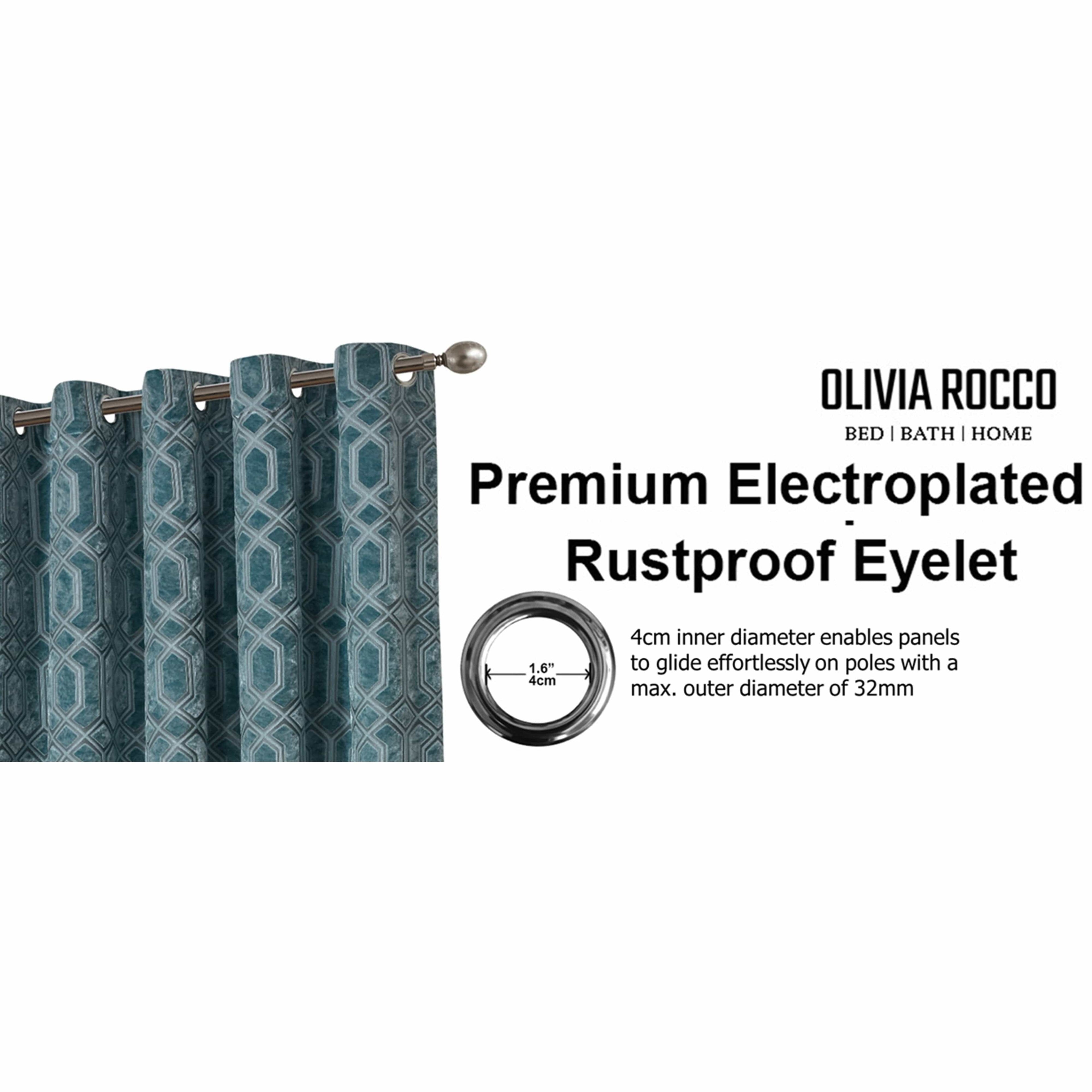 Luxe Geo Velvet Eyelet Curtains - Thermal Insulated Blackout Drapes